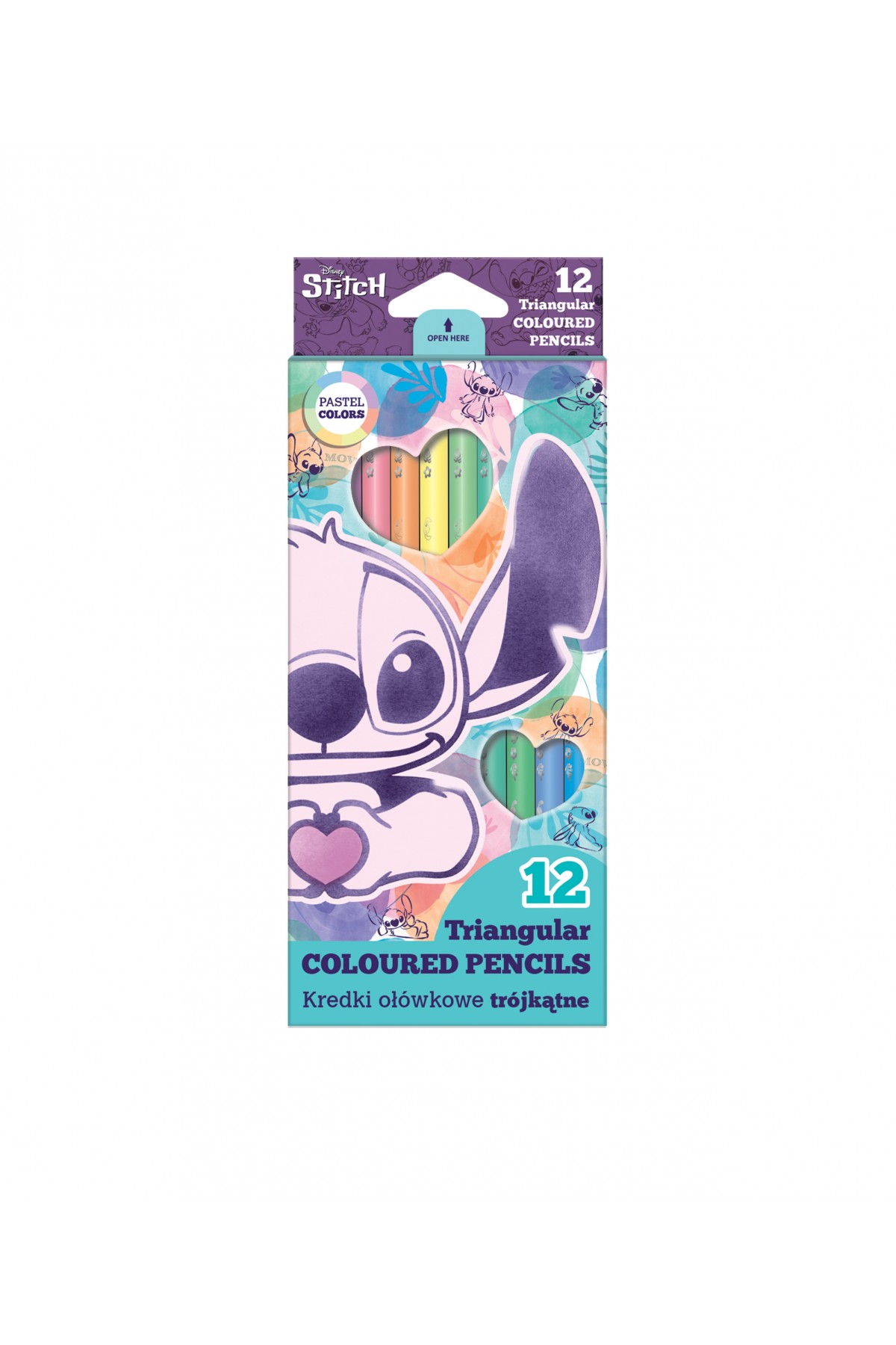 Creioane Colorate triunghiulare Disney Fashion Stitch Pastel 12 / set