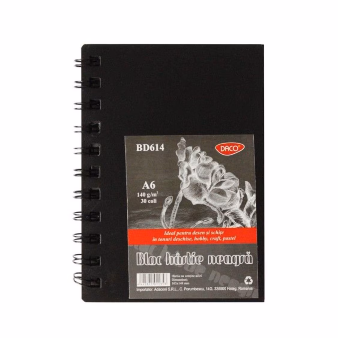 BLOC A6 HARTIE NEAGRA 140G 30 FILE DACO BD614