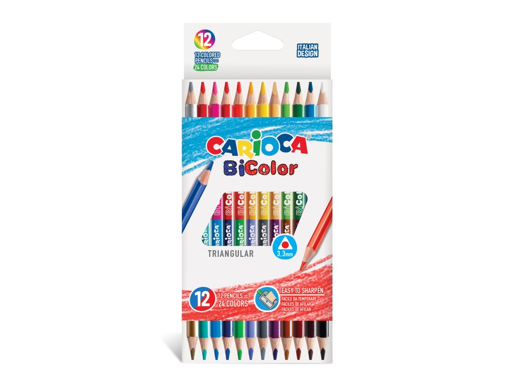 Creioane color Carioca BiColor 12 / set