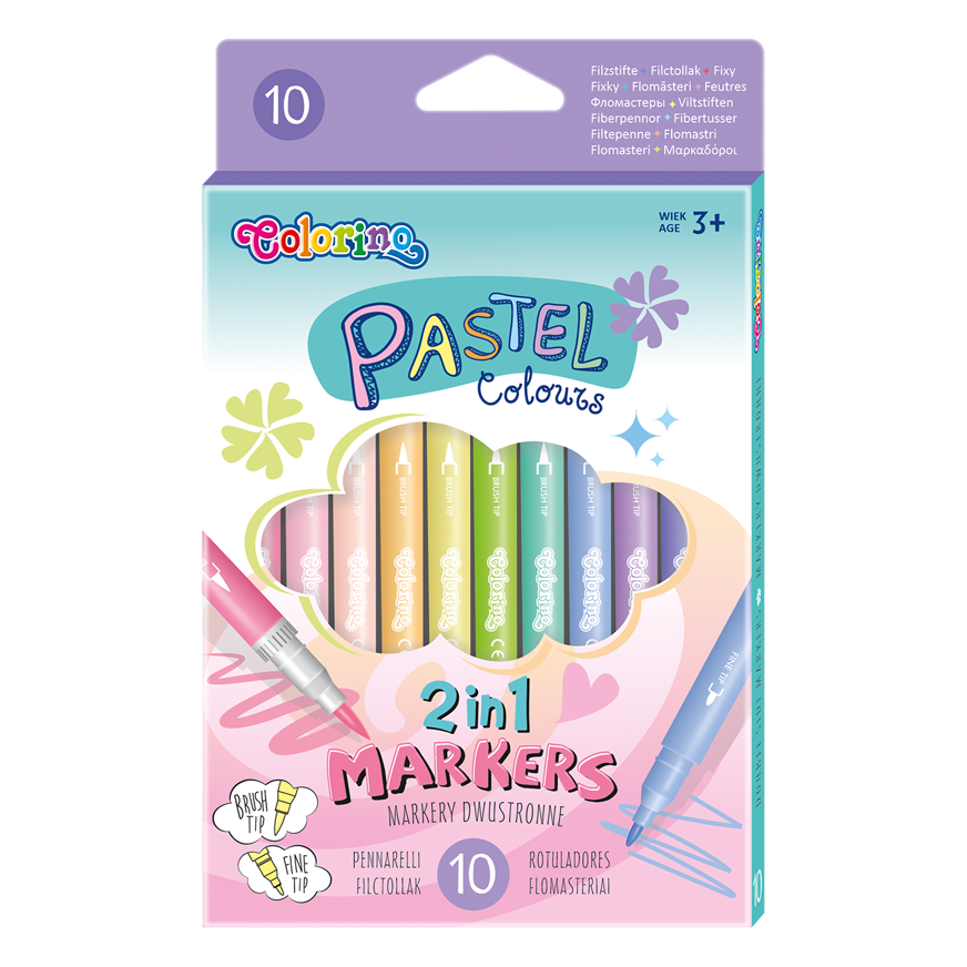 Carioca Pastel cu 2 capete 10 culori